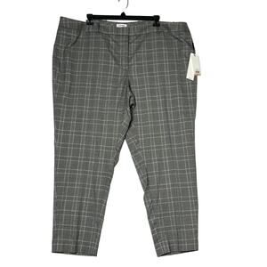 Calvin Klein Plaid Slim Fit Ankle Dress Pants Gray Black Size 24W MSRP $109